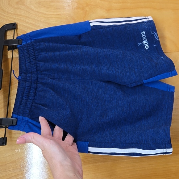 Boys Blue White Adidas Nylon Gym Athletic Shorts size Medium 10 / 12 - Picture 5 of 6